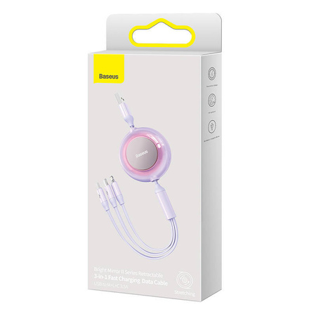 Kabel BASEUS Bright Mirror 2 micro/Lightning/USB-C 1.1m (fioletowy)