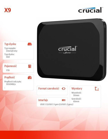 CRUCIAL DYSK SSD X9 1TB USB-C 3.2 GEN2