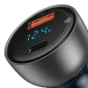 Ładowarka samochodowa Baseus Particular Digital Display z wyświetlaczem, USB + USB-C, QC3.0+PD, 5A, 65W (srebrna)