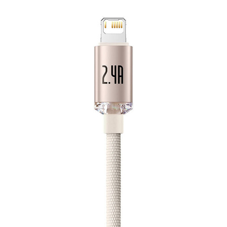 KABEL USB DO IP BASEUS CRYSTAL SHINE, 2.4A, 2M (RÓŻOWY)