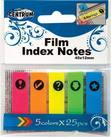 ZAKŁADKI INDEKSUJĄCE FOLIOWE 45X12MM CENTRUM 82886 NEON*5 25SZT