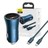 Ładowarka samochodowa BASEUS Golden Contactor Pro 40W USB+USB-C + kabel USB-C-Lightning 1m (niebieska)