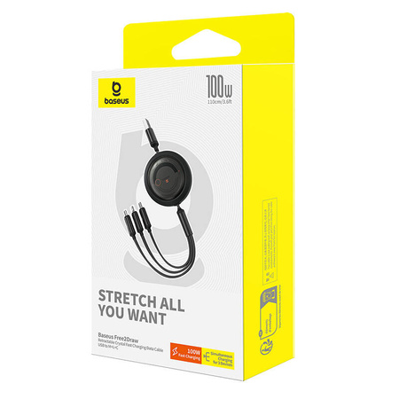 Kabel BASEUS Free2Draw USB-A-micro/Lightning/USB-C 1.1m (czarny)