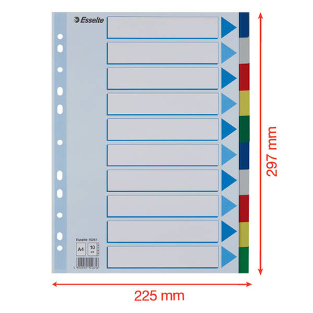 PRZEKŁADKI A4 ESSELTE 15261 MIX PP 10SZT