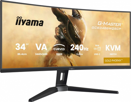 IIYAMA MONITOR G-MASTER 34 CALE GCB3486WQSCP-B1,VA,UWQHD,240HZ,0.4MS,1500R,HDR400,500CD,21:9,HDMI (2.1), USB-C DOCK 95W, RJ45, 2X5W, KVM,PIP