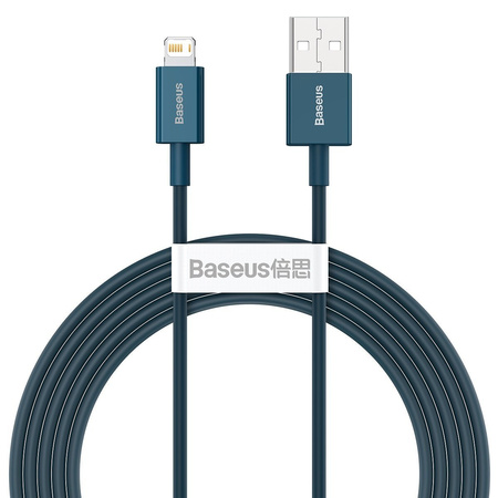 KABEL USB DO LIGHTNING BASEUS SUPERIOR SERIES, 2.4A, 2M (NIEBIESKI)