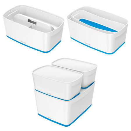 POJEMNIK DO PRZECHOWYWANIA 318X191X128MM LEITZ MYBOX WOW Z POKRYWĄ 52291036 NIEBIESKI