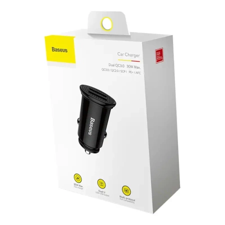 ŁADOWARKA SAMOCHODOWA BASEUS CIRCULAR 2XUSB QC3.0 5A 30W (CZARNA)