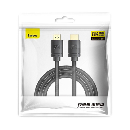 KABEL HDMI 2.1 BASEUS HIGH DEFINITION SERIES, 8K 60HZ, 3D, HDR, 48GBPS, 3M (CZARNY)