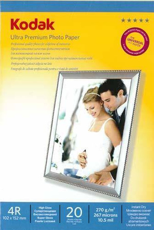 PAPIER FOTOGRAFICZNY BŁYSZCZĄCY HIGH GLOSS KODAK ULTRA PREMIUM PHOTO PAPER 5740-818 10X15 270G 20 ARK.