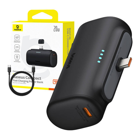 POWERBANK BASEUS COMPACT 5000MAH, 20W, USB-C (CZARNY)