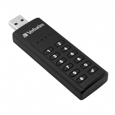 VERBATIM USB FLASH DISK, USB 3.0, 32GB, KEYPAD SECURE, CZARNY, 49427, 256BITOWE SZYFROWANIE AES, LED ZŁĄCZE USB A