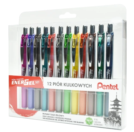 DŁUGOPIS KULKOWY PENTEL ENERGEL BL77-ST12PL MIX*12 12SZT