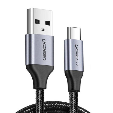 KABEL USB DO USB-C QC3.0 UGREEN US288 0,25M Z ALUMINIOWĄ WTYCZKĄ (CZARNY)