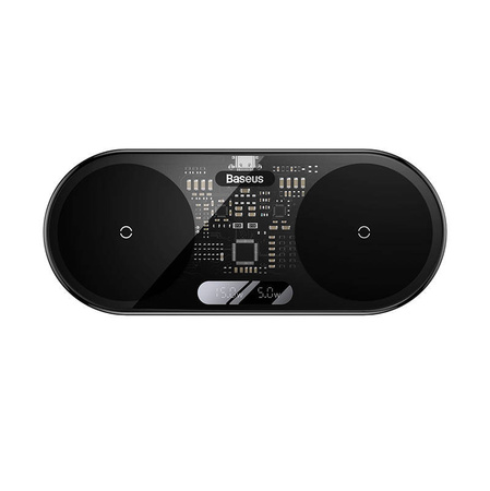 PODWÓJNA ŁADOWARKA BEZPRZEWODOWA QI Z WYŚWIETLACZEM BASEUS DIGITAL LED DISPLAY,  20W