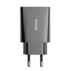 ŁADOWARKA SIECIOWA BASEUS SPEED MINI QUICK CHARGER, USB-C, PD, 3A, 20W (CZARNA)