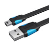 PŁASKI KABEL USB 2.0 A DO MINI 5 PINOWY VENTION VAS-A14-B100 2A 1M CZARNY