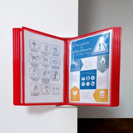 SYSTEM PREZENTACYJNY NAŚCIENNY Z 10 PANELAMI A4 LEVIATAN CZERWONY