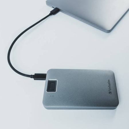 VERBATIM ZEWNĘTRZNY DYSK TWARDY, EXECUTIVE FINGERPRINT SECURE HDD, 2.5", USB 3.0 (3.2 GEN 1), 2TB, 53653, SZARY, SZYFROWANY Z CZYT