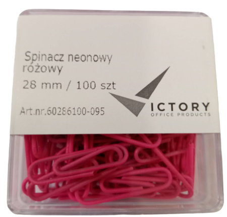 SPINACZE OKRĄGŁE 28MM VICTORY OFFICE PRODUCTS 60286100-095 NEONOWE RÓŻOWE METALOWEPOWLEKANE W POJEMNIKU PLASTIKOWYM 100SZT