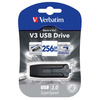 VERBATIM USB FLASH DISK, USB 3.0, 256GB, V3, STORE N GO, CZARNY, 49168, USB A, Z WYSUWANYM ZŁĄCZEM