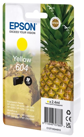 EPSON ORYGINALNY INK / TUSZ C13T10G44010, T10G440, 604, YELLOW, 2.4ML, EPSON XP-2200, XP-3200, XP-4200, WF-2930DWF, WF-2950DWF