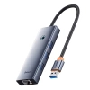 Hub Baseus UltraJoy Series Lite 4-Port (USB do USB 3.0*3+RJ45*1+USB-C 5V) (szary)
