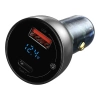 Ładowarka samochodowa Baseus Particular Digital Display z wyświetlaczem, USB + USB-C, QC3.0+PD, 5A, 65W (srebrna)
