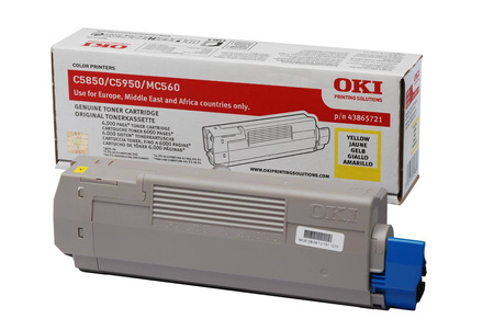 TONER ORYGINALNY OKI C5850/5950 43865721 YELLOW 6000 STRON