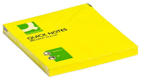 KARTECZKI SAMOPRZYLEPNE 76X76MM Q-CONNECT BRILLIANT ŻÓŁTE 80KART