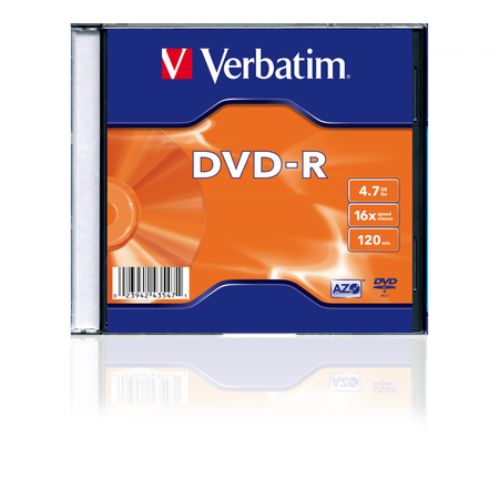 VERBATIM DVD-R, MATT SILVER, 43547, 4.7GB, 16X, SLIM BOX, 1 KS, BEZ MOŻLIWOŚCI NADRUKU, 12CM, DO ARCHIWIZACJI DANYCH