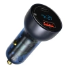 Ładowarka samochodowa Baseus Particular Digital Display z wyświetlaczem, USB + USB-C, QC3.0+PD, 5A, 65W (szara) + kabel USB-C 1m 100W (czarny)