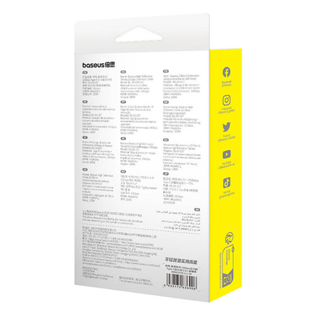 PRZEDŁUŻENIE KABLA USB-C BASEUS MĘSKI DO ŻEŃSKI HIGH DEFINITION 10GBPS, 0,5M (CZARNY)