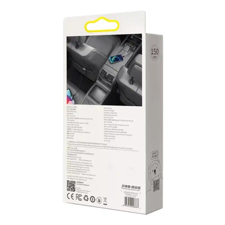 Ładowarka samochodowa Baseus Share Together z przedłużaczem, 3x USB, USB-C, 120W (szara)