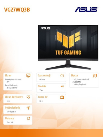 ASUS MONITOR 27 CALI VG27WQ3B QHD