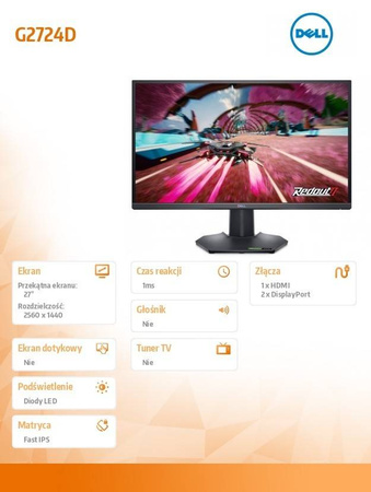 DELL MONITOR G2724D 27 CALI 165HZ IPS/2560X1440/HDMI/DP/3Y