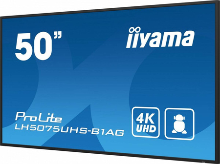 IIYAMA MONITOR 50 CALI LH5075UHS-B1AG,24/7,VA,ANDROID.11,4K,3XHDMI,DP,RJ45, 2XUSB,2X10W