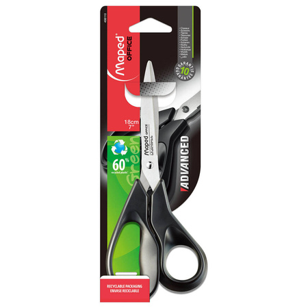 NOŻYCZKI MAPED ADVANCED GREEN 18 CM ASYMETRYCZNE BLISTER KARTONOWY