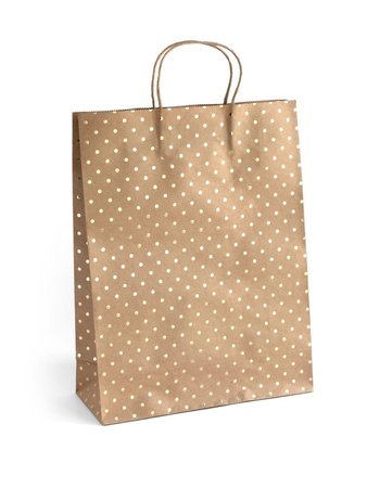 TOREBKA NA PREZENTY 39X12X30CM ARGO 257006 CIEMNOBEŻOWA ZŁOTE KROPKI PAPIER KRAFT 5SZT