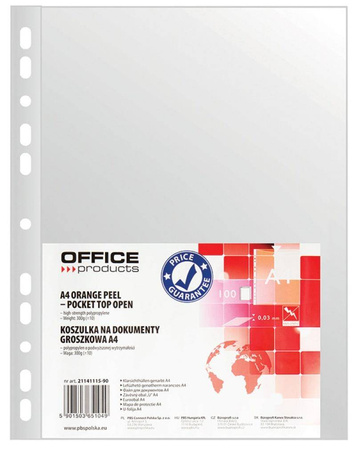 KOSZULKI GROSZKOWE A4 OFFICE PRODUCTS PP 30MIC 100SZT