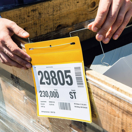 KIESZEŃ MAGAZYNOWA Z UCHWYTAMI Z DRUTU POZIOMA A5 DURABLE 175204 ŻÓŁTA 50 SZT