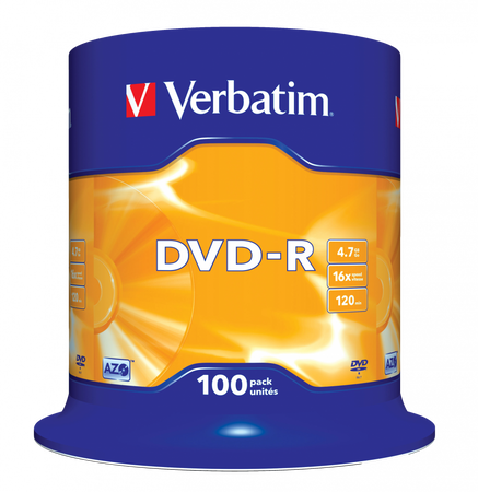 PŁYTA DVD-R 4,7GB 16X VERBATIM DATALIFE PLUS 43549 CAKE 100 SZT.