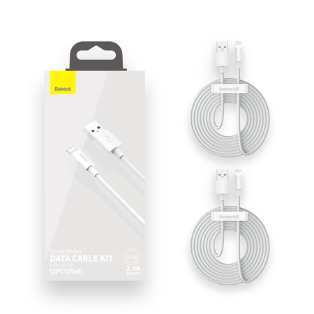 Kabel BASEUS Simple Wisdom USB-A-Lightning 1.5m 2szt. (biały)