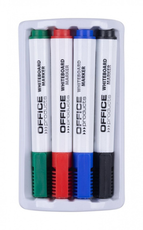 MARKERY SUCHOŚCIERALNE OFFICE PRODUCTS MIX*4 OKRĄGŁA 1-3MM 4SZT+GĄBKA 