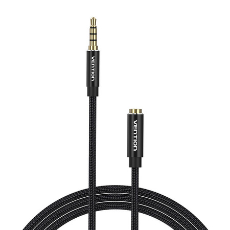 KABEL AUDIO TRRS 3,5MM MĘSKI DO 3,5MM ŻEŃSKI VENTION BHCBF 1M CZARNY