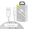 KABEL USB DO LIGHTNING BASEUS SIMPLE WISDOM, 2.4A, 1.5M (BIAŁY) 2SZT.