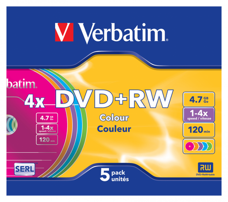 PŁYTA DVD+RW 4,7GB 4X VERBATIM DATALIFE PLUS 43297 SLIM 5 SZT.