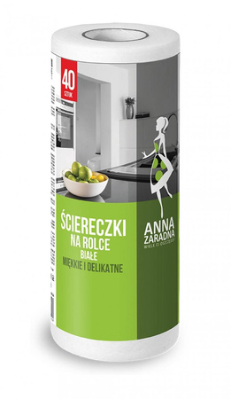 ŚCIERECZKI NA ROLCE ANNA ZARADNA BIAŁE 40SZT