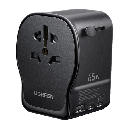 UNIWERSALNY ADAPTER PODRÓŻNY / ŁADOWARKA SIECIOWA UGREEN S550, 65W, 2X USB-C, 1X USB-A