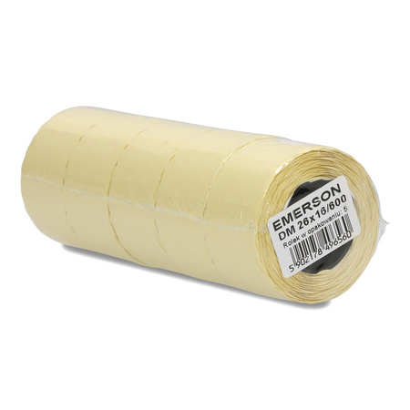 ETYKIETY SAMOPRZYLEPNE 26X16MM DO METKOWNIC EMERSON BIAŁE 5ROLEK*600SZT